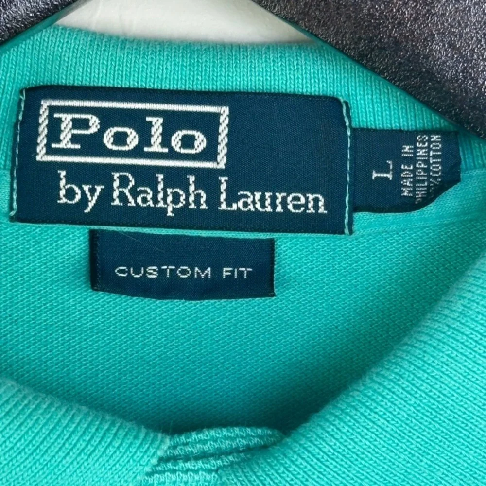 Polo Ralph Lauren Mens Custom Fit Mesh Polo Shirt Turquoise Blue Green Large